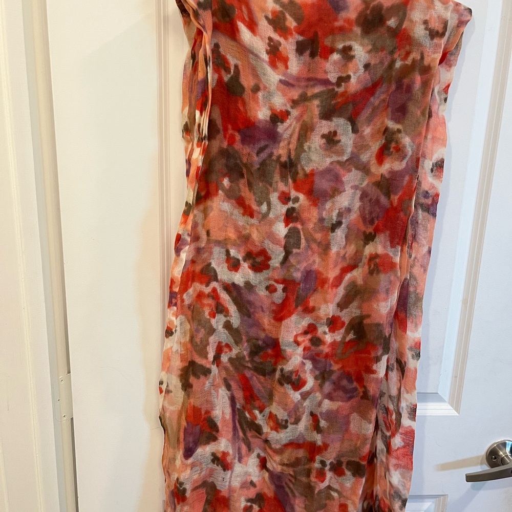 LOFT Red and Purple Floral Scarf - Picture 1 of 5